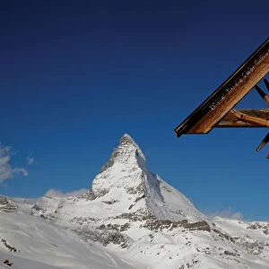 A crucifix is seen in front of mount Matterhorn near Zermatt