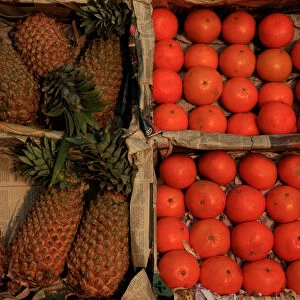 Fruits are display for sale at a stall in Islamabad