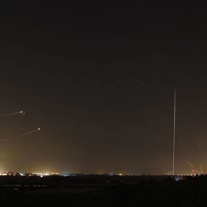 Rockets launched from Gaza Strip towards Israel is seen as rocket by Iron Dome