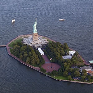 The Statue of Liberty stands in New York Harbor