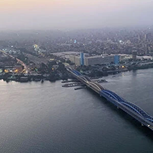 A view of the steel bridge known as Imbaba Bridge over the Nile River