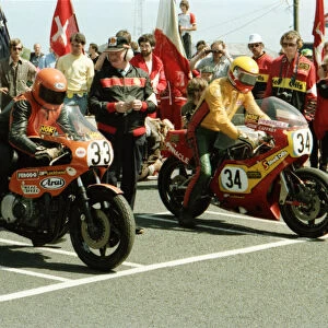 Dave Kerby (Kerby Kawasaki) and John Caffrey (Ducati) 1984 Formula One TT