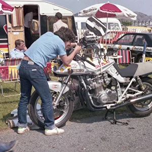 Mick Grants camera bike being prepared for filming Bray to Governors