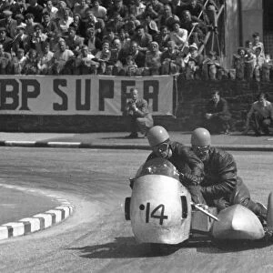Ted Young & A D Young (ETY Triumph) 1958 Sidecar TT