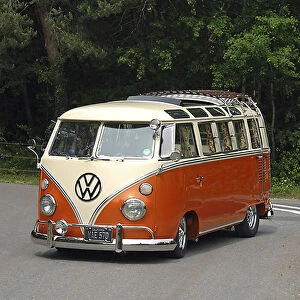 VW Volkswagen Classic Camper van, 1966, Orange, & cream
