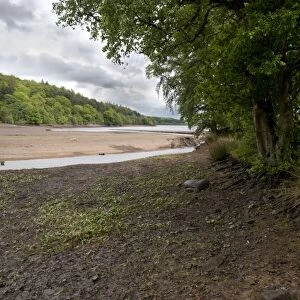 Low water level at reservoir, Fewston Reservoir, North Yorkshire, England, may