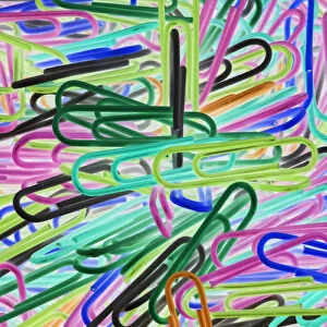 Abstract of multicolored paper clips. Credit as: Dennis Flaherty / Jaynes Gallery / DanitaDelimont