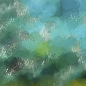 Abstract of a waterfall in greens