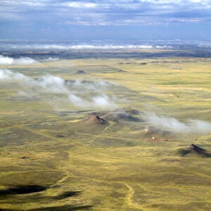 Aerial view of high plains desert near Gillette, Wyoming, USA