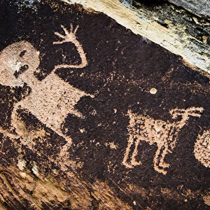 Ancient Native American petroglyphs in Petrified Forest National Park, AZ