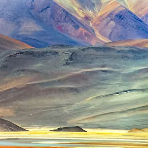 The Andes mountain and saltwater lagoon, San Pedro de Atacama, Antofagasta Region, Chile