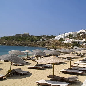 Beautiful island of Mykonos Greece and beach called St Stefanos Beach