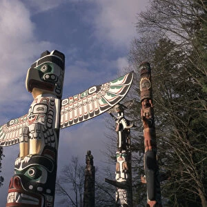 Canada, British Columbia, Vancouver Native American totem poles at Stanley Park