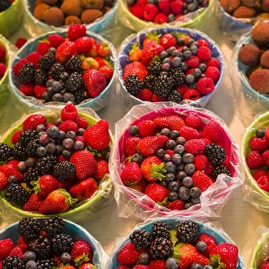 Canada, Quebec, Montreal. Little Italy, Marche Jean Talon Market, berries