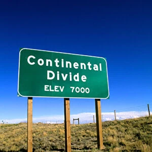 Continental Divide Sign in Rawlings Wyoming at 7000 feet