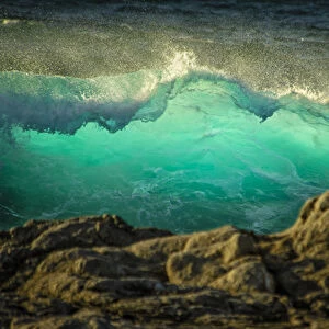 Crashing Pacific Ocean Waves-green translucent