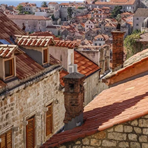 Croatia. Dalmatia. Dubrovnik. Red terra cotta roof tiles in the old town of Dubrovnik