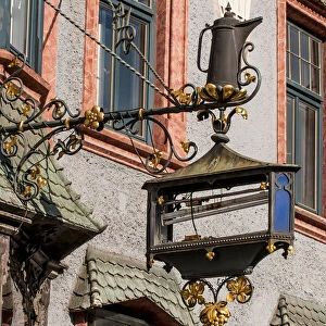 Decorative ornate metal store signs, Old Town, Innsbruck, Tyrol, Austria