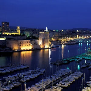EU, France, Provence, Bouches-du-Rhone, Marseille. Vieux Port, evening