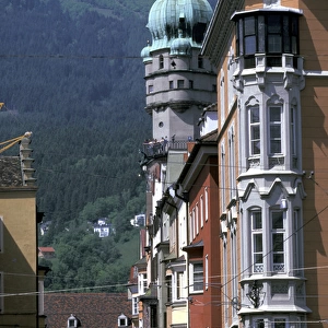 Europe, Austria, Tyrol, Inssbruck, Alstadt. Houses on Friedrichstrasse
