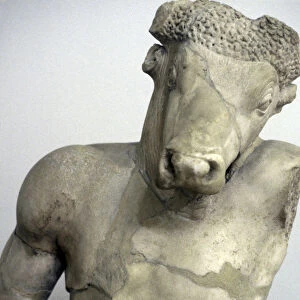 Europe, Greece, Athens. Classical era marble statue of a Minotaur in the National