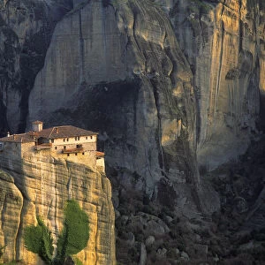 Europe, Greece, Meteora. Christian monastery atop rock formation