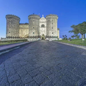 Europe, Italy, Naples, Castel Nuovo (Maschio Angioino) at Dawn