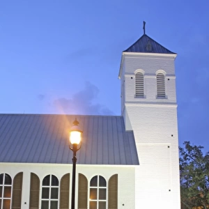 Evening lighting Old Christ Church Historic Pensacola Village Pensacola, Florida