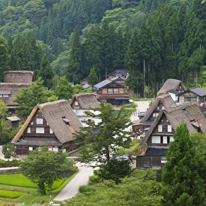 Gassho-zukuri houses in the mountain, Ainokura Village, Gokayama, Toyama Prefecture