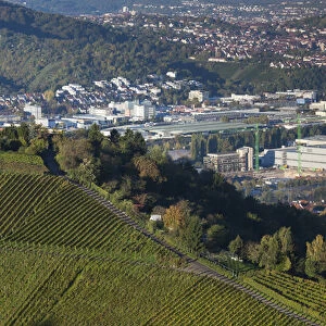 Germany, Baden-Wurttemburg, Stuttgart-Unter-Turkheim, elevated view of Mercedes-Benz