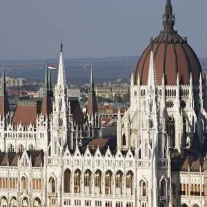 Hungary, Budapest. Parliament. Neo-Gothic building (1884-1904) on the Danube riverside