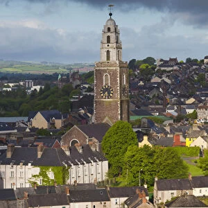Ireland, County Cork, Cork City, elevated city view with St. Annes Church, dawn