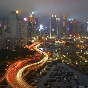 Island Eastern Corridor Motorway, Causeway Bay, and high-rises of Wan Chai and Central