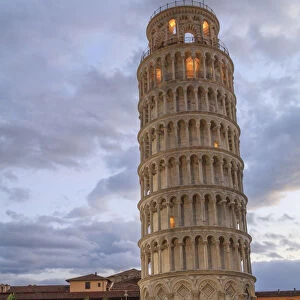 Italy, Pisa, Italy, Torre pendente di Pisa, Leaning Tower of Pisa night