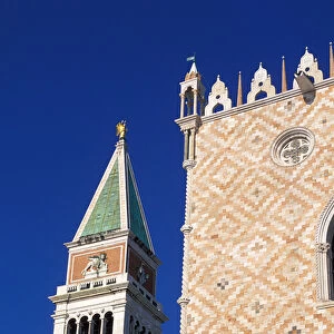 Italy, Veneto, Venice. San Marco Campanile and Palazzo Ducale