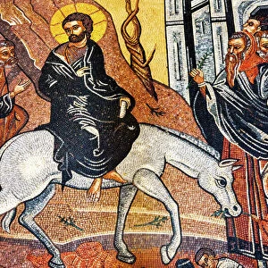 Jesus Christ Palm Sunday Donkey Mosaic Saint Georges Greek Orthodox Church Madaba Jordan