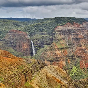 Kauai, Hawaii. Waimea Canyon and view of Waipo o Falls