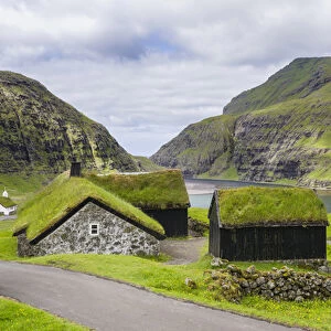 Kings Farm (duvugardar) in the valley of Saksun, one of the main attractions of the Faroe Islands