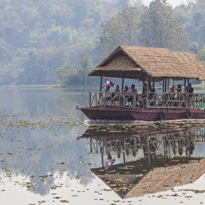 Laos, Sainyabuli. Elephant Conservation Center water shuttle on Nam Tien Reservoir