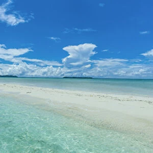 Little sand strip appearing in Low tide at the Rock islands, Palau, Central Pacific