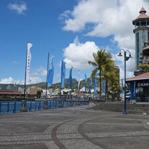 Mauritius, Port Louis, Caudan waterfront, port, and harbor area