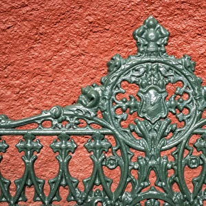 Mexico, Guanajuato. Detail of metal park bench