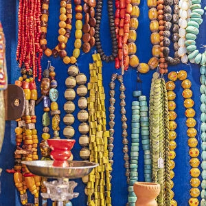 Middle East, Arabian Peninsula, Oman, Muscat, Muttrah. Beaded necklaces for sale at