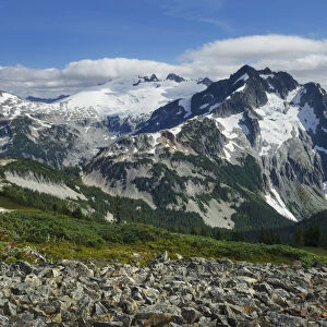 Mount Challenger and Whatcom Peak seen from Tapto Lake, North Cascades National Park