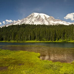 Mount Rainier and Reflection Lake; Mount Rainier National Park; Washington; USA