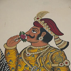 Mural of a prince, City Palace, Udaipur, Rajasthan, India
