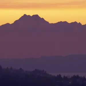 NA, USA, Washington Olympic Mountains and Puget Sound seen from Phinney Ridge