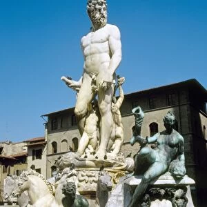 Neptune Fountain with the Neptune statue in the middle. Sculpted by Bartolome Ammannati in 1576