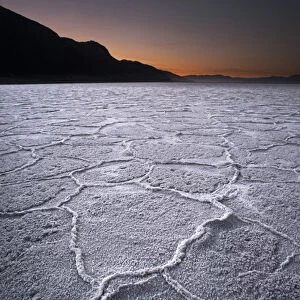 North America, USA, California. First light over salt pans at Badwater, Death Valley