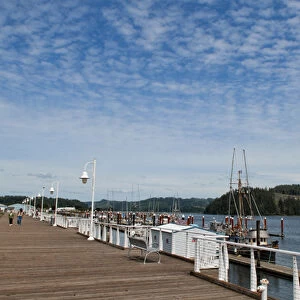 Port of Siuslaw in Florence Oregon on the coast with ships in pier